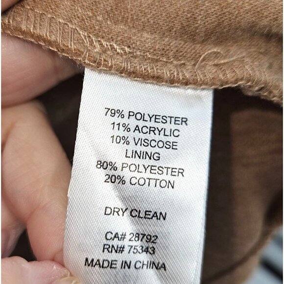 Joie Mid Length Jacket Shacket Sz M Tan Camel Lined Button Down Belted Pockets - Picture 8 of 9